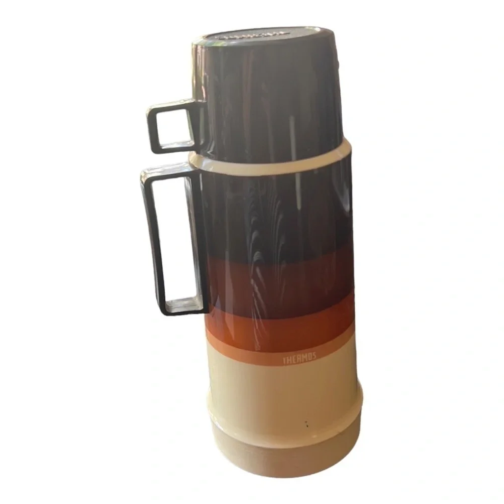 Vintage 1970s Brown Thermos Insulated Travel Bottle
